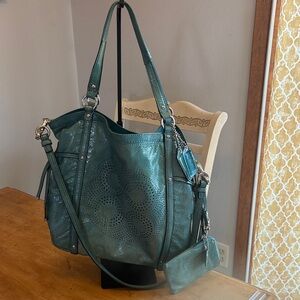 Coach 2012 Audrey Teal patent Leather with matching wristlet